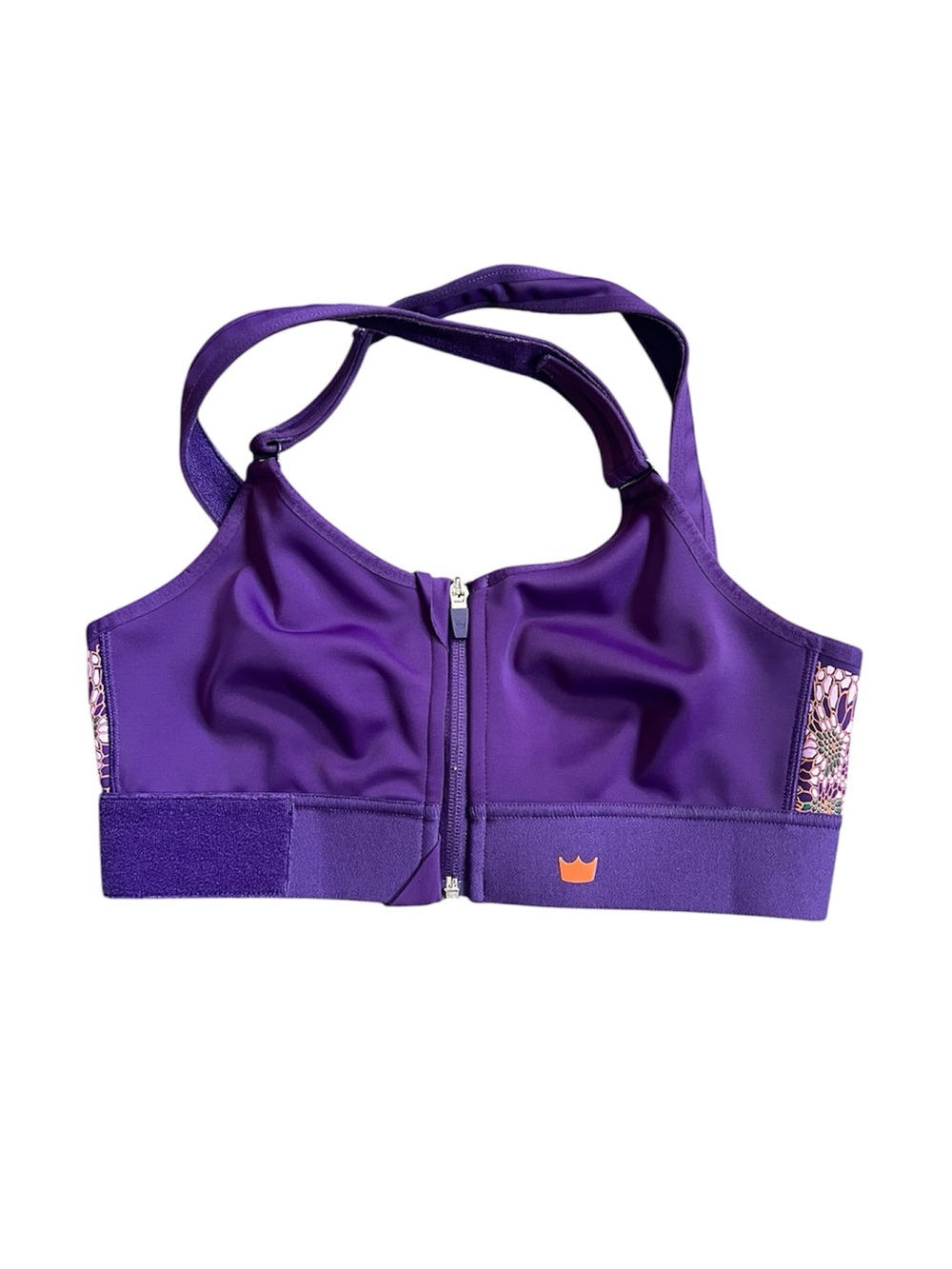 SheFit Limited Edition Purple Sports Bra with urban hunter camo on sides